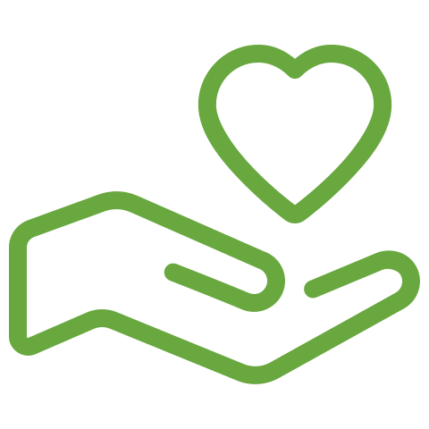 Hand and heart icon